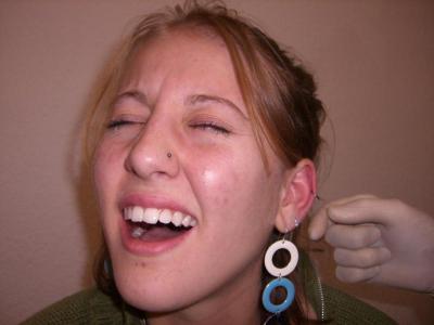 Hoop dangle lady is pierced!