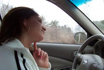 Wearing them & car driving!