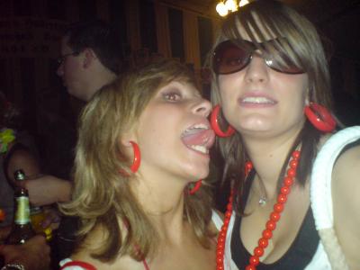 2 ladies - 2 pairs of red hoops!