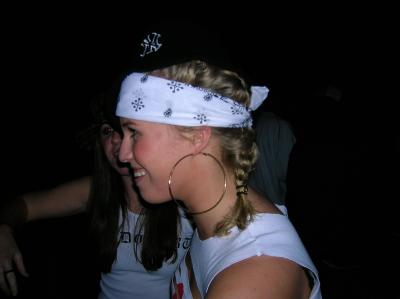 Girl with braid ... and big hoops!
