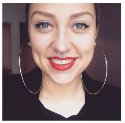 Hoops and nose piercing
